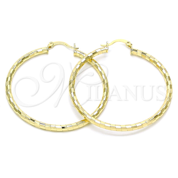 Argolla Grande 02.213.0156.50 Oro Laminado, Diseño de Hueco, Diamantado, Tono Dorado