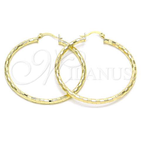 Argolla Grande 02.213.0156.50 Oro Laminado, Diseño de Hueco, Diamantado, Tono Dorado