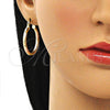 Argolla Mediana 02.213.0156.1.30 Oro Laminado, Diseño de Hueco, Diamantado, Tres Tonos