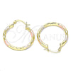 Argolla Mediana 02.213.0156.1.30 Oro Laminado, Diseño de Hueco, Diamantado, Tres Tonos
