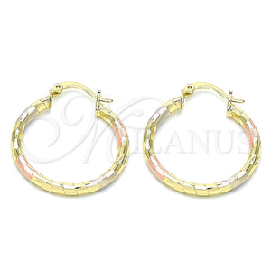 Argolla Mediana 02.213.0156.1.30 Oro Laminado, Diseño de Hueco, Diamantado, Tres Tonos