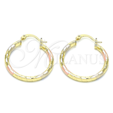 Argolla Mediana 02.213.0156.1.30 Oro Laminado, Diseño de Hueco, Diamantado, Tres Tonos