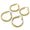 Argolla Mediana 02.213.0156.1.30 Oro Laminado, Diseño de Hueco, Diamantado, Tres Tonos