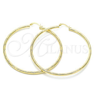 Argolla Extra Grande 02.213.0152.70 Oro Laminado, Diseño de Hueco, Diamantado, Tono Dorado