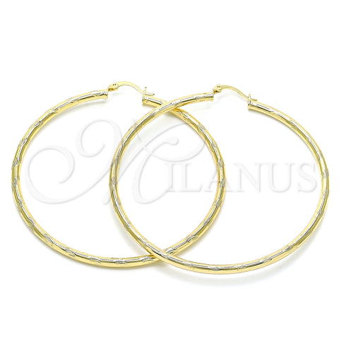 Argolla Extra Grande 02.213.0152.70 Oro Laminado, Diseño de Hueco, Diamantado, Tono Dorado