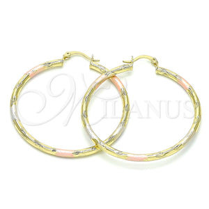 Argolla Grande 02.213.0152.1.50 Oro Laminado, Diamantado, Tres Tonos