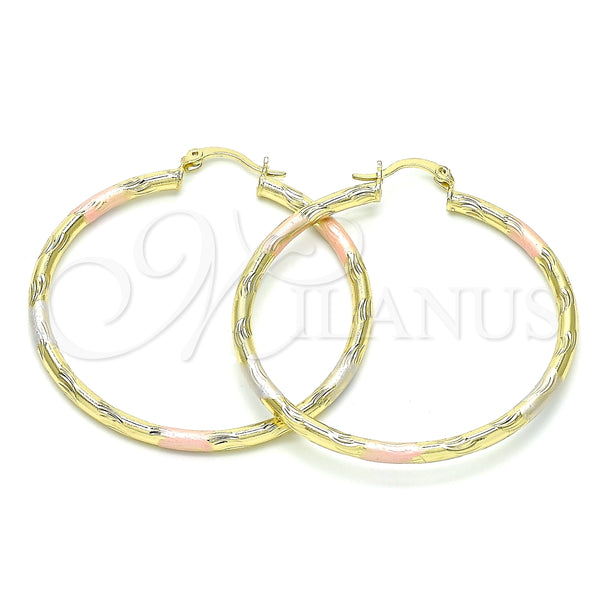 Argolla Grande 02.213.0152.1.50 Oro Laminado, Diamantado, Tres Tonos