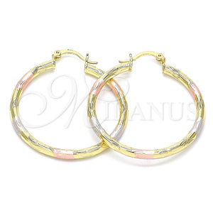 Argolla Mediana 02.213.0152.1.40 Oro Laminado, Diamantado, Tres Tonos