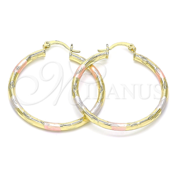 Argolla Mediana 02.213.0152.1.40 Oro Laminado, Diamantado, Tres Tonos