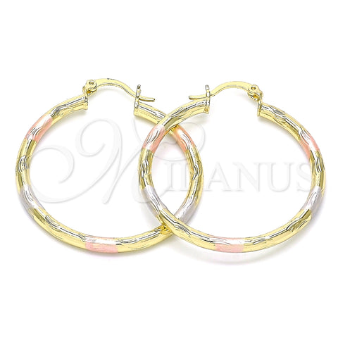 Argolla Mediana 02.213.0152.1.40 Oro Laminado, Diamantado, Tres Tonos