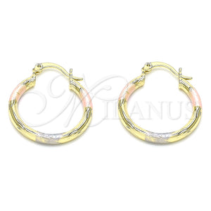 Argolla Pequeña 02.213.0152.1.25 Oro Laminado, Diamantado, Tres Tonos
