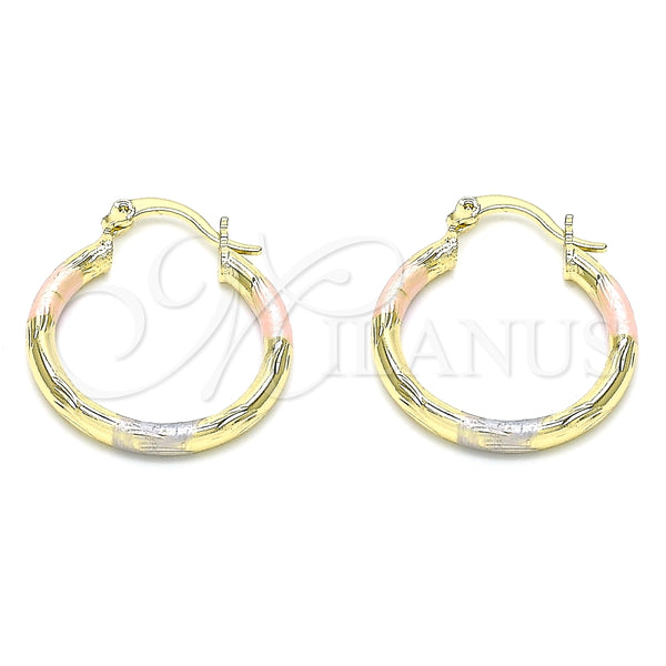 Argolla Pequeña 02.213.0152.1.25 Oro Laminado, Diamantado, Tres Tonos