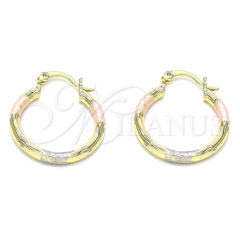 Argolla Pequeña 02.213.0152.1.25 Oro Laminado, Diamantado, Tres Tonos