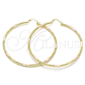 Argolla Extra Grande 02.213.0152.1.70 Oro Laminado, Diamantado, Tres Tonos