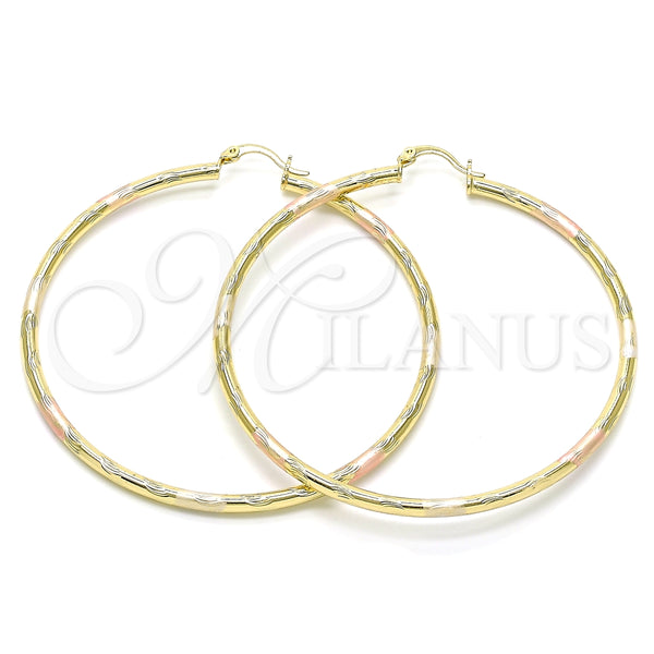 Argolla Extra Grande 02.213.0152.1.70 Oro Laminado, Diamantado, Tres Tonos
