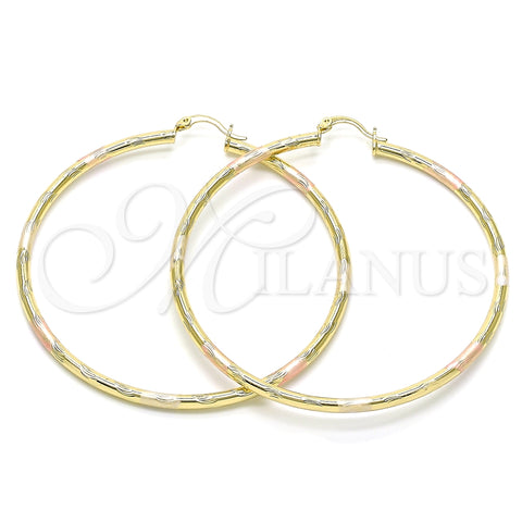 Argolla Extra Grande 02.213.0152.1.70 Oro Laminado, Diamantado, Tres Tonos