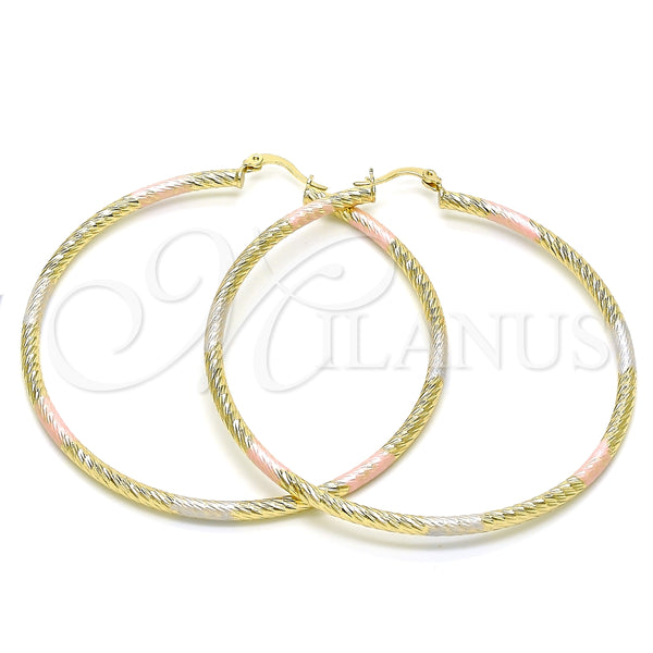 Argolla Extra Grande 02.213.0247.70 Oro Laminado, Diamantado, Tres Tonos