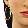 Argolla Grande 02.213.0152.50 Oro Laminado, Diseño de Hueco, Diamantado, Tono Dorado