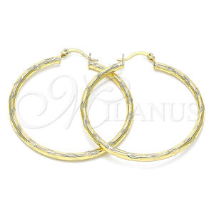 Argolla Grande 02.213.0152.50 Oro Laminado, Diseño de Hueco, Diamantado, Tono Dorado