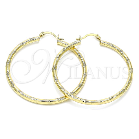 Argolla Grande 02.213.0152.50 Oro Laminado, Diseño de Hueco, Diamantado, Tono Dorado