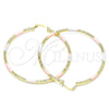 Argolla Grande 02.213.0247.60 Oro Laminado, Diseño de Hueco, Diamantado, Tres Tonos