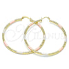 Argolla Grande 02.213.0247.60 Oro Laminado, Diseño de Hueco, Diamantado, Tres Tonos