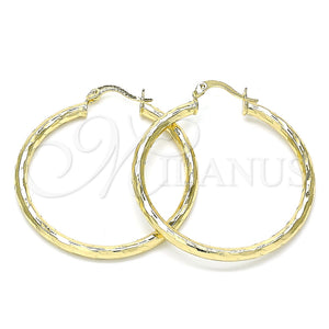 Argolla Mediana 02.213.0248.1.40 Oro Laminado, Diseño de Hueco, Diamantado, Tono Dorado