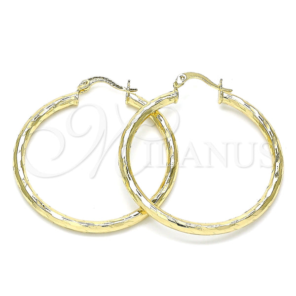 Argolla Mediana 02.213.0248.1.40 Oro Laminado, Diseño de Hueco, Diamantado, Tono Dorado