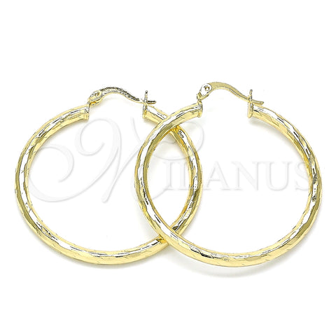 Argolla Mediana 02.213.0248.1.40 Oro Laminado, Diseño de Hueco, Diamantado, Tono Dorado