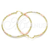 Argolla Extra Grande 02.213.0153.1.70 Oro Laminado, Diamantado, Tres Tonos
