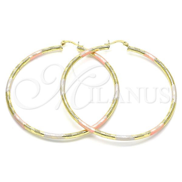Argolla Extra Grande 02.213.0153.1.70 Oro Laminado, Diamantado, Tres Tonos