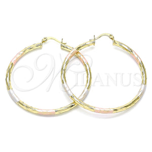 Argolla Grande 02.213.0248.50 Oro Laminado, Diamantado, Tres Tonos