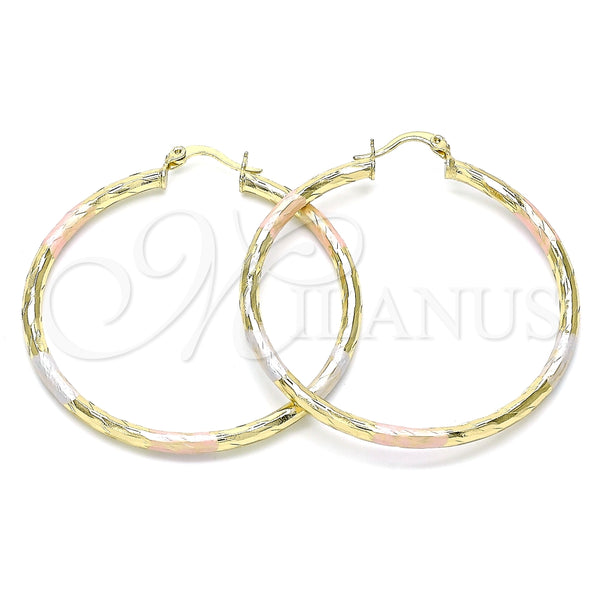 Argolla Grande 02.213.0248.50 Oro Laminado, Diamantado, Tres Tonos