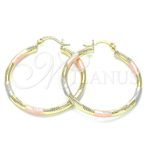 Argolla Mediana 02.213.0153.1.40 Oro Laminado, Diamantado, Tres Tonos