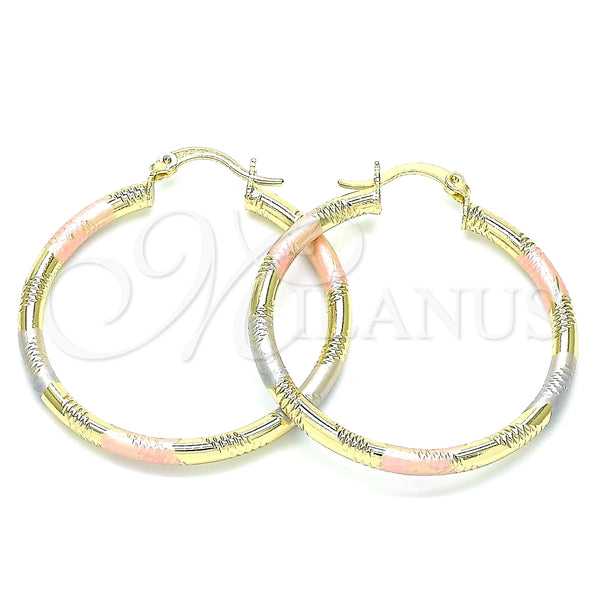 Argolla Mediana 02.213.0153.1.40 Oro Laminado, Diamantado, Tres Tonos