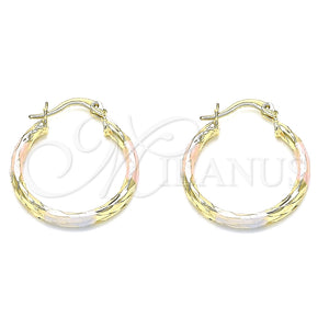 Argolla Pequeña 02.213.0249.25 Oro Laminado, Diamantado, Tres Tonos