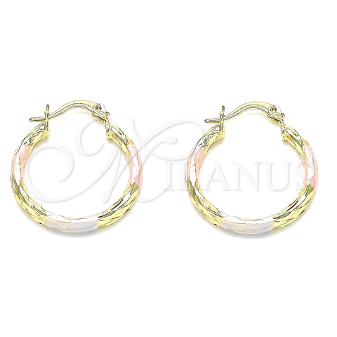 Argolla Pequeña 02.213.0249.25 Oro Laminado, Diamantado, Tres Tonos
