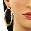 Argolla Grande 02.213.0227.60 Oro Laminado, Diseño de Hueco, Diamantado, Tono Dorado
