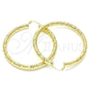 Argolla Grande 02.213.0227.60 Oro Laminado, Diseño de Hueco, Diamantado, Tono Dorado
