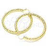 Argolla Grande 02.213.0227.60 Oro Laminado, Diseño de Hueco, Diamantado, Tono Dorado