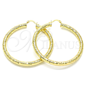 Argolla Grande 02.213.0227.60 Oro Laminado, Diseño de Hueco, Diamantado, Tono Dorado