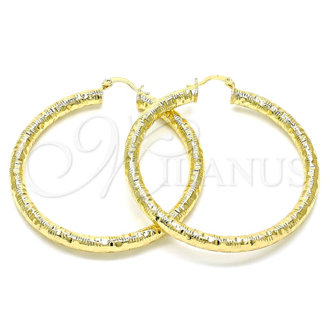 Argolla Grande 02.213.0227.60 Oro Laminado, Diseño de Hueco, Diamantado, Tono Dorado