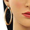 Argolla Grande 02.213.0224.60 Oro Laminado, Diseño de Hueco, Diamantado, Tono Dorado