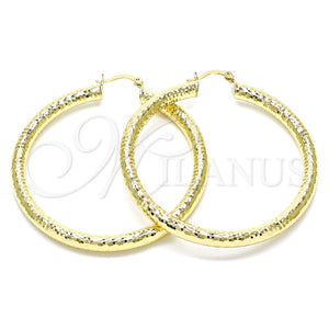 Argolla Grande 02.213.0224.60 Oro Laminado, Diseño de Hueco, Diamantado, Tono Dorado