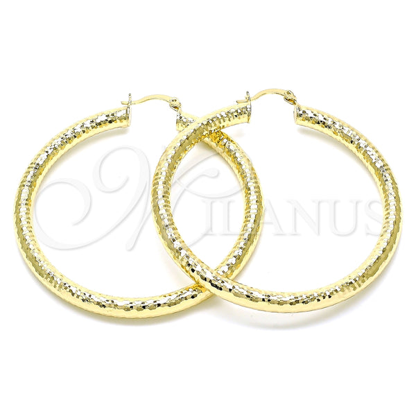 Argolla Grande 02.213.0224.60 Oro Laminado, Diseño de Hueco, Diamantado, Tono Dorado