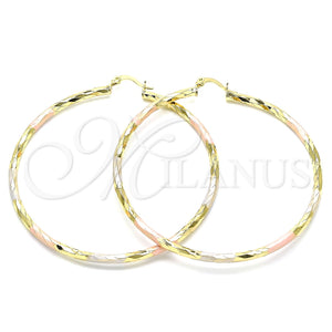 Argolla Extra Grande 02.213.0249.70 Oro Laminado, Diamantado, Tres Tonos