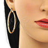 Argolla Grande 02.213.0153.50 Oro Laminado, Diseño de Hueco, Diamantado, Tono Dorado