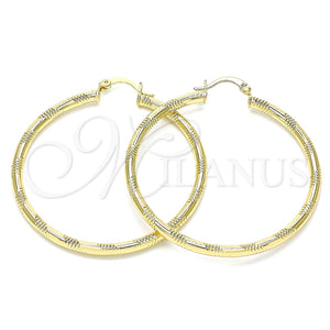 Argolla Grande 02.213.0153.50 Oro Laminado, Diseño de Hueco, Diamantado, Tono Dorado