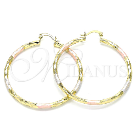 Argolla Grande 02.213.0249.50 Oro Laminado, Diamantado, Tres Tonos