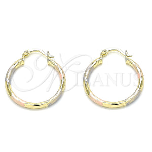 Argolla Mediana 02.213.0249.30 Oro Laminado, Diamantado, Tres Tonos